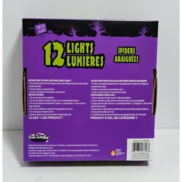 FUN WORLD HALLOWEEN 5.9 FT LED LIGHT STRAND OF SPIDERS NEW OPEN BOX - Picture 3 of 5
